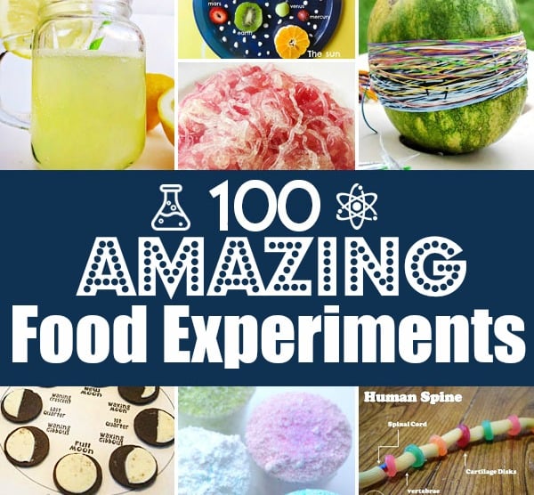 Over 100 Food Science experiments for preschool, kindergarten, first grade, 2nd grade, 3rd grade, 4th grade, 5th grade, and 6th graders to make science FUN!