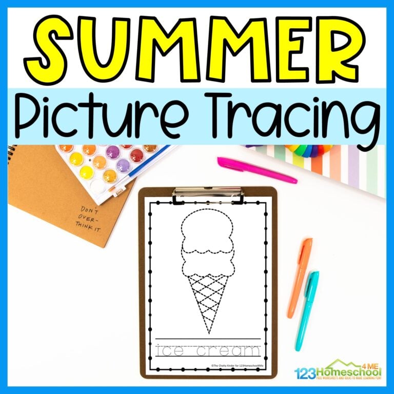 FREE Printable Summer Tracing & Coloring Worksheets for Preschoolers