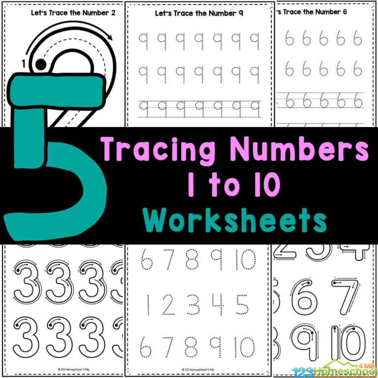 If your child is working on tracing numbers 1 to 10, you will love these FREE printable writing numbers 1-10 worksheets!